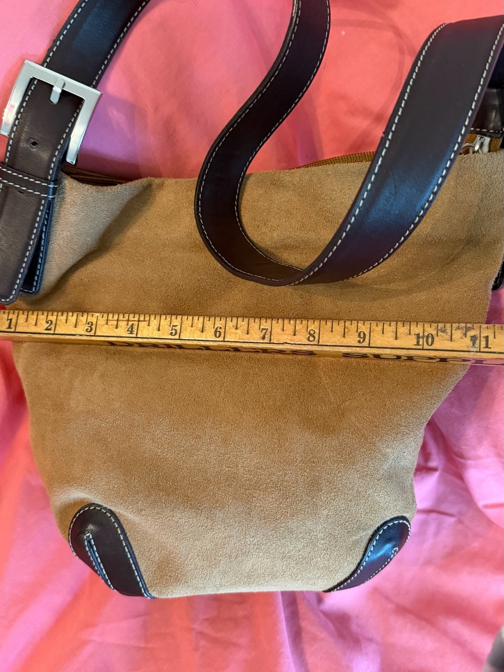 Preston and York Suede Shoulder Bag with Dark Brown Leather Strap - Picture 4 of 7